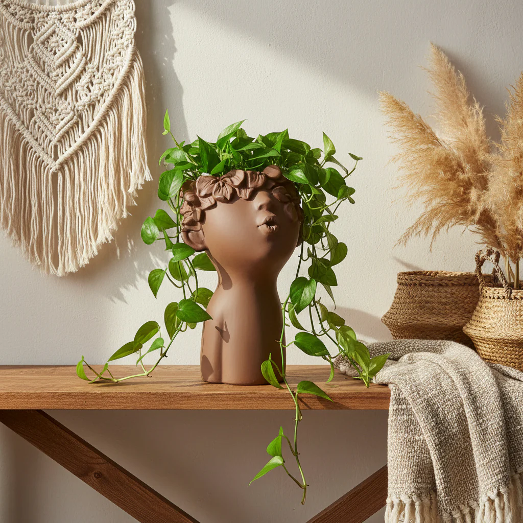 Bahne Cement Vase Lady Kiss, Brown - Image 4