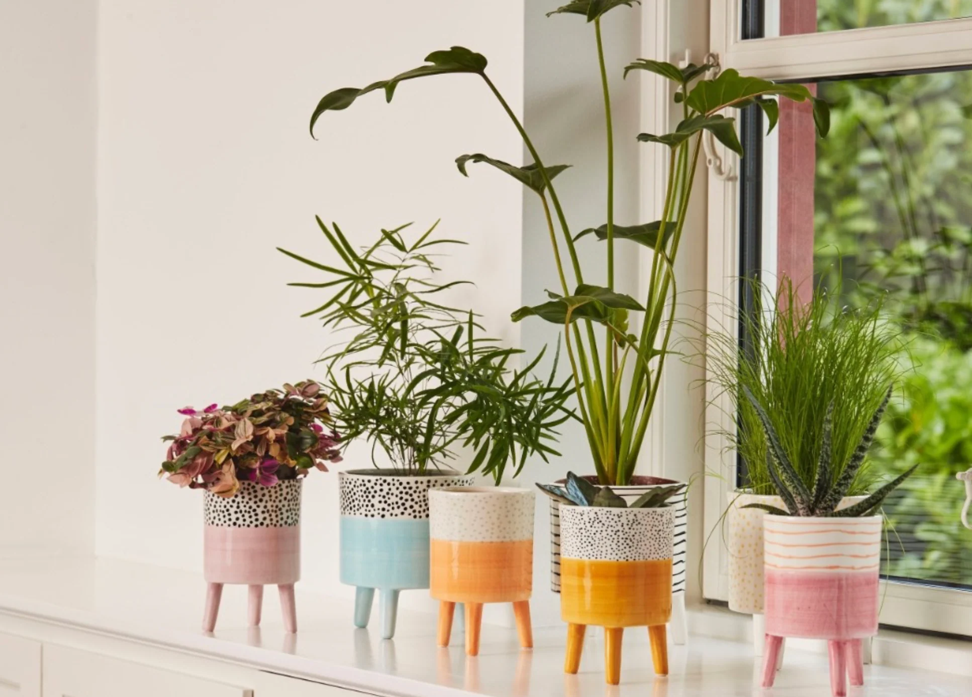 Bahne Ceramic Planter Pale Yellow Dots - Image 3