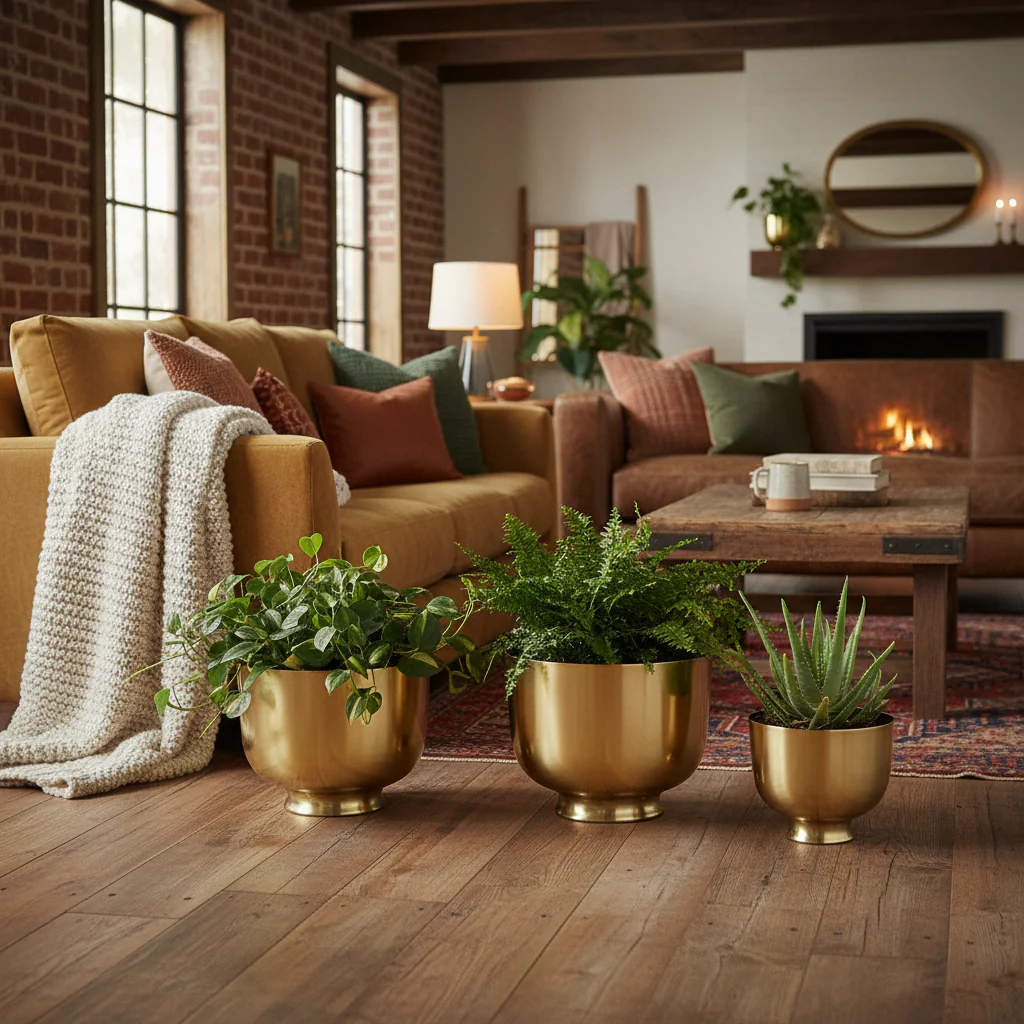 Bloomingville Metal Planter, Gold - Image 3