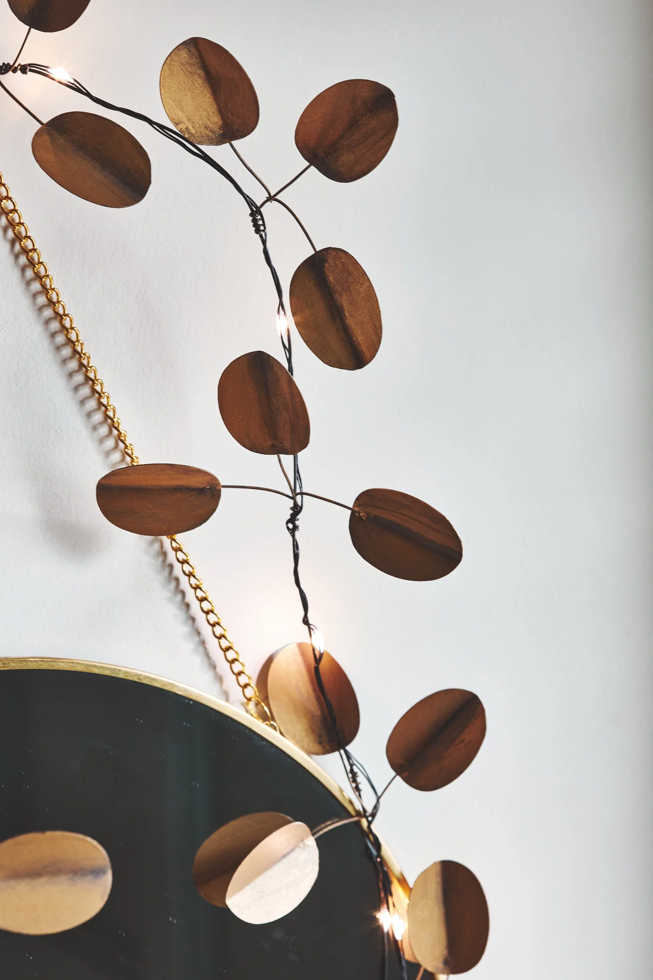 Handmade Metal LED Fairy Light,Gold Eucalyptus (Battery Operated) - Image 3