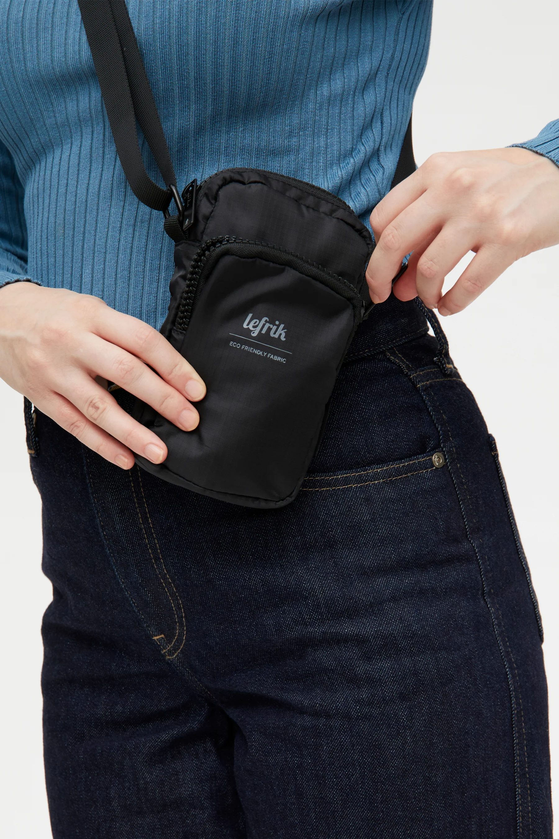 Lefrik Amsterdam Cross Body Phone Bag, Black - Image 5