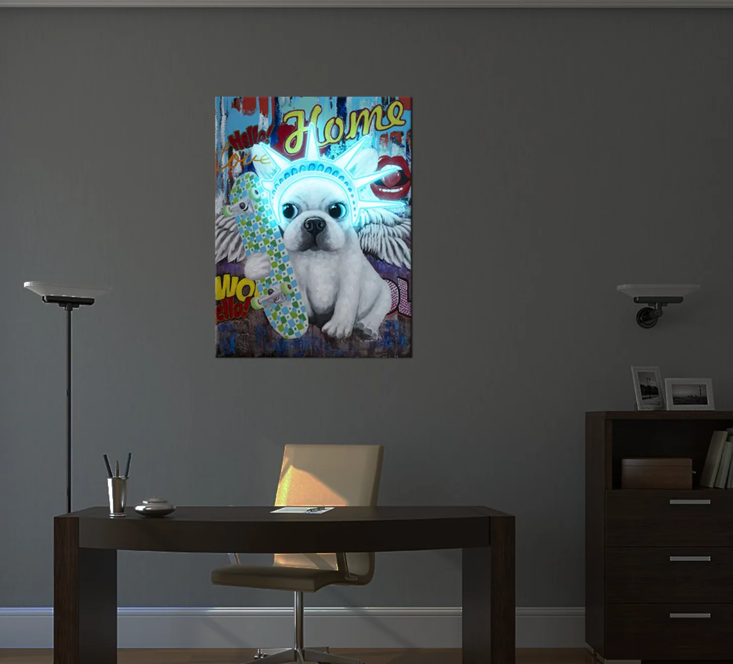 Locomocean Wall Artwork With Neon Lighting Liberty Dog - Image 3