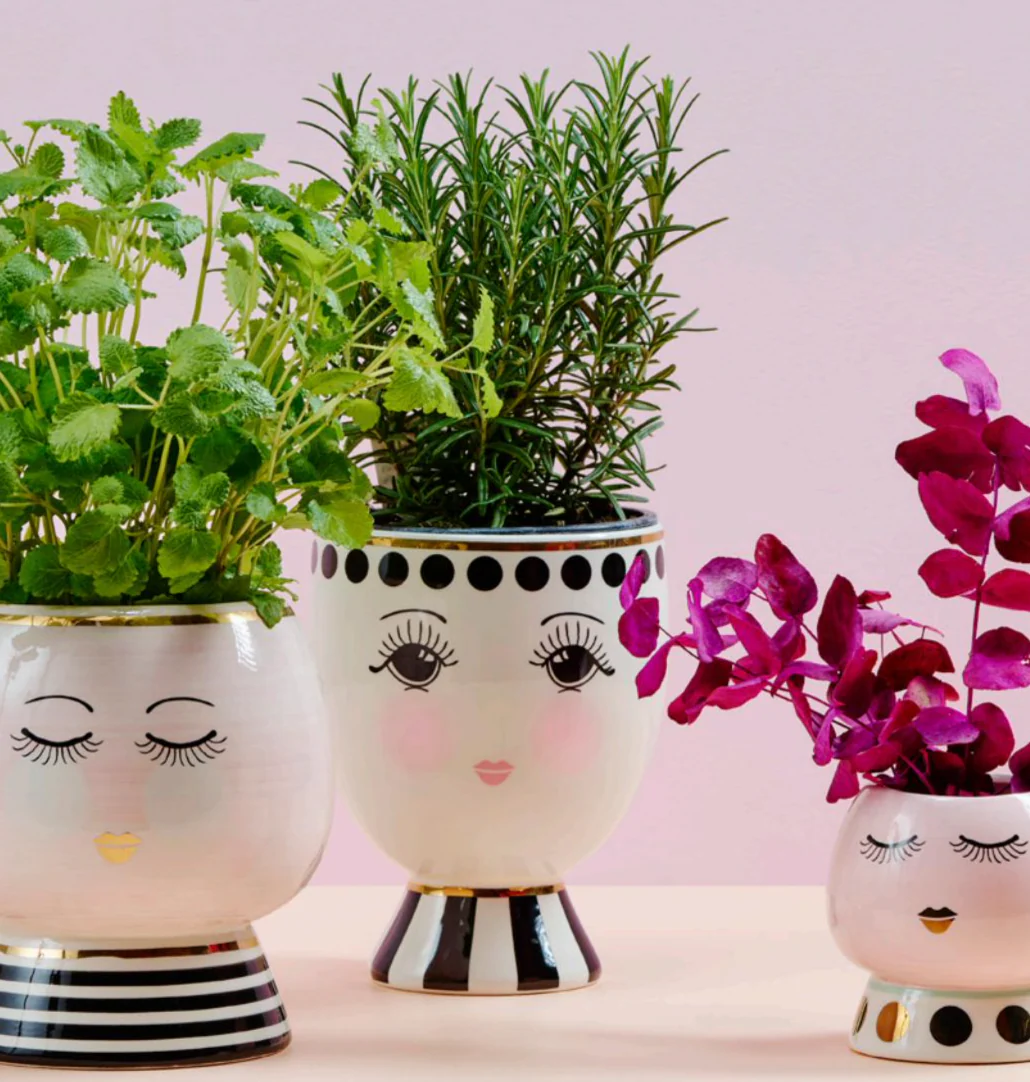 Miss Etoile Ceramic Flower Pot Closed Eyes - Image 7