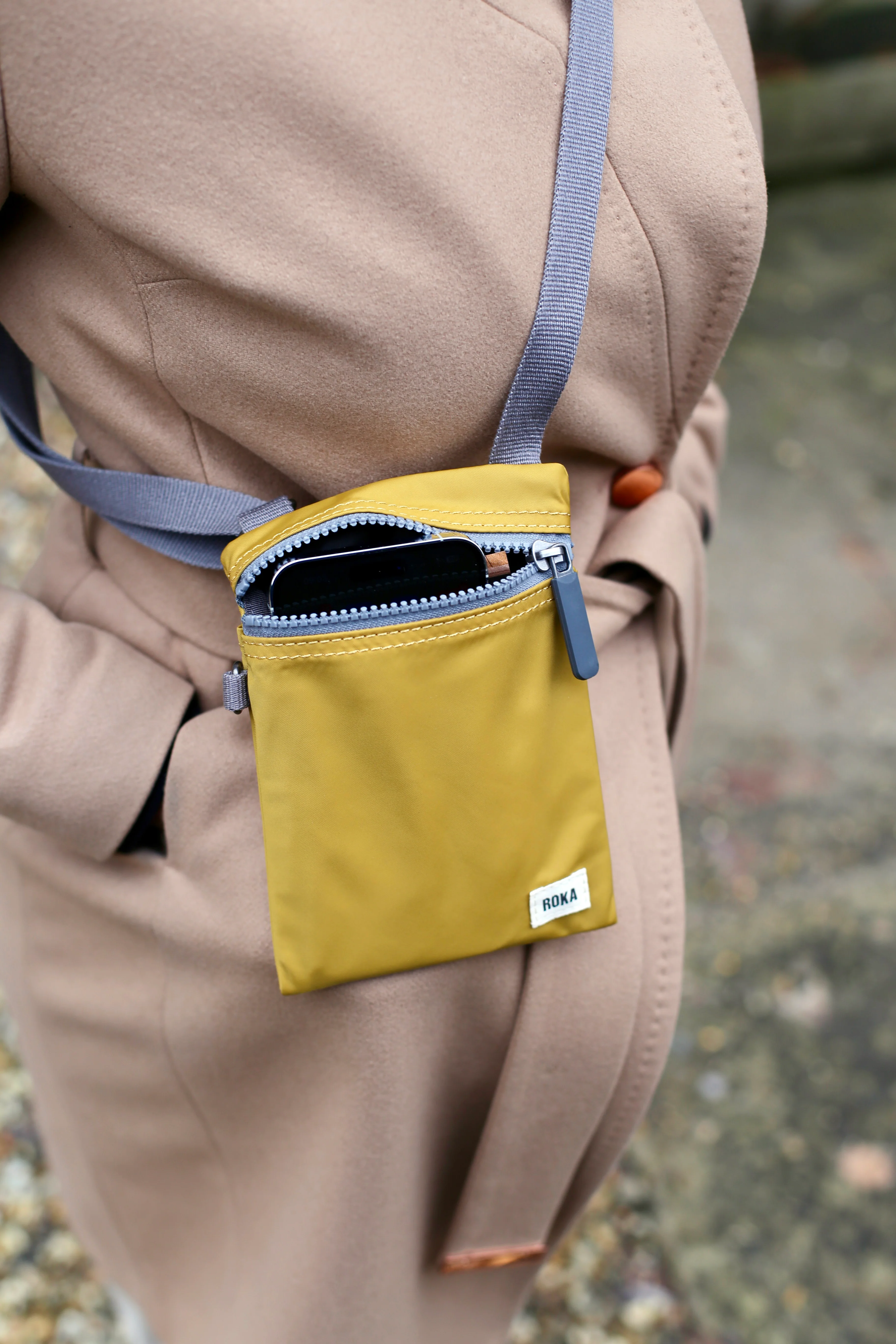 Roka London Chelsea Crossbody Phone Bag, Bamboo (Recycled Nylon) - Image 10