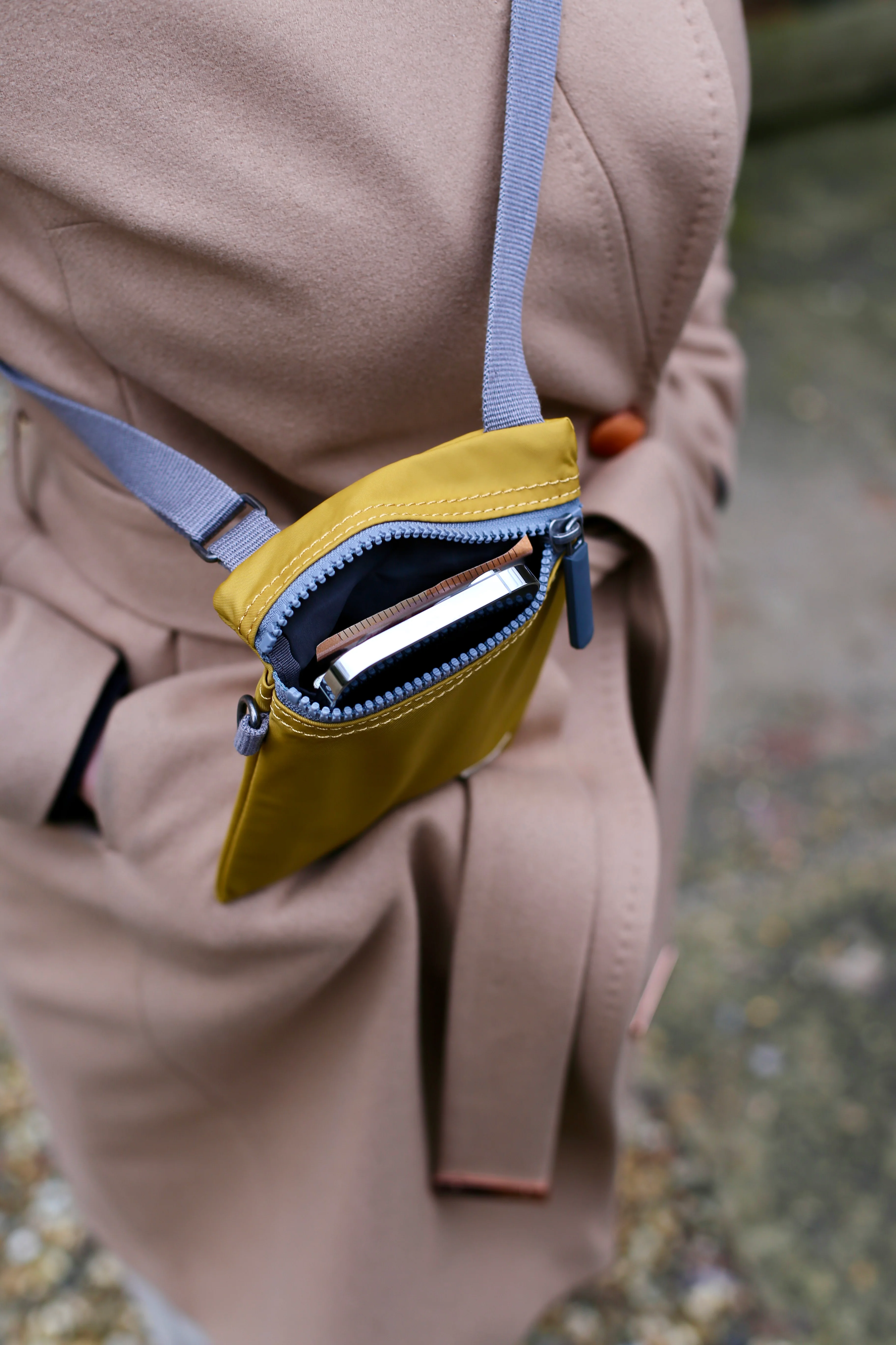 Roka London Chelsea Crossbody Phone Bag, Bamboo (Recycled Nylon) - Image 11