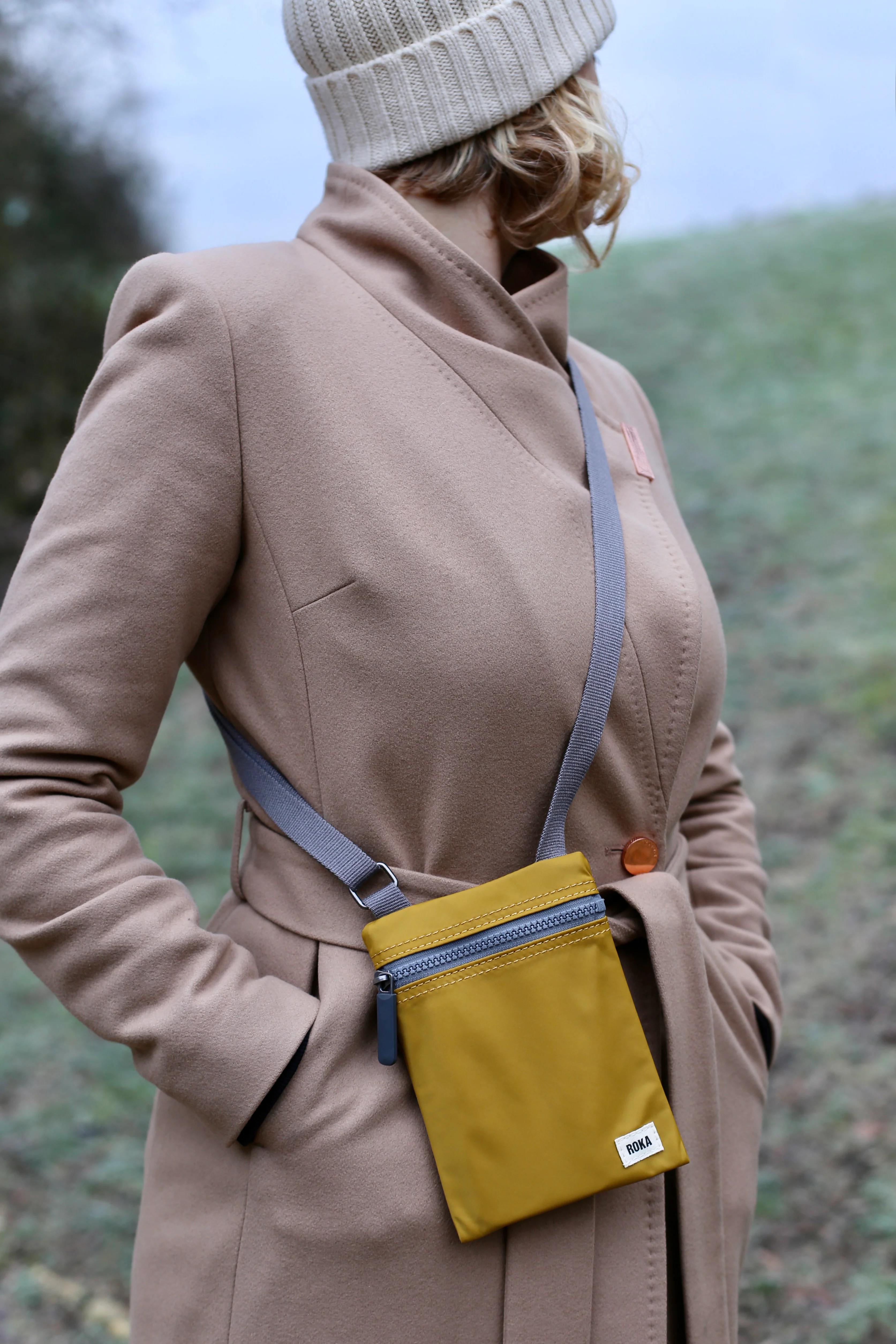 Roka London Chelsea Crossbody Phone Bag, Bamboo (Recycled Nylon) - Image 12