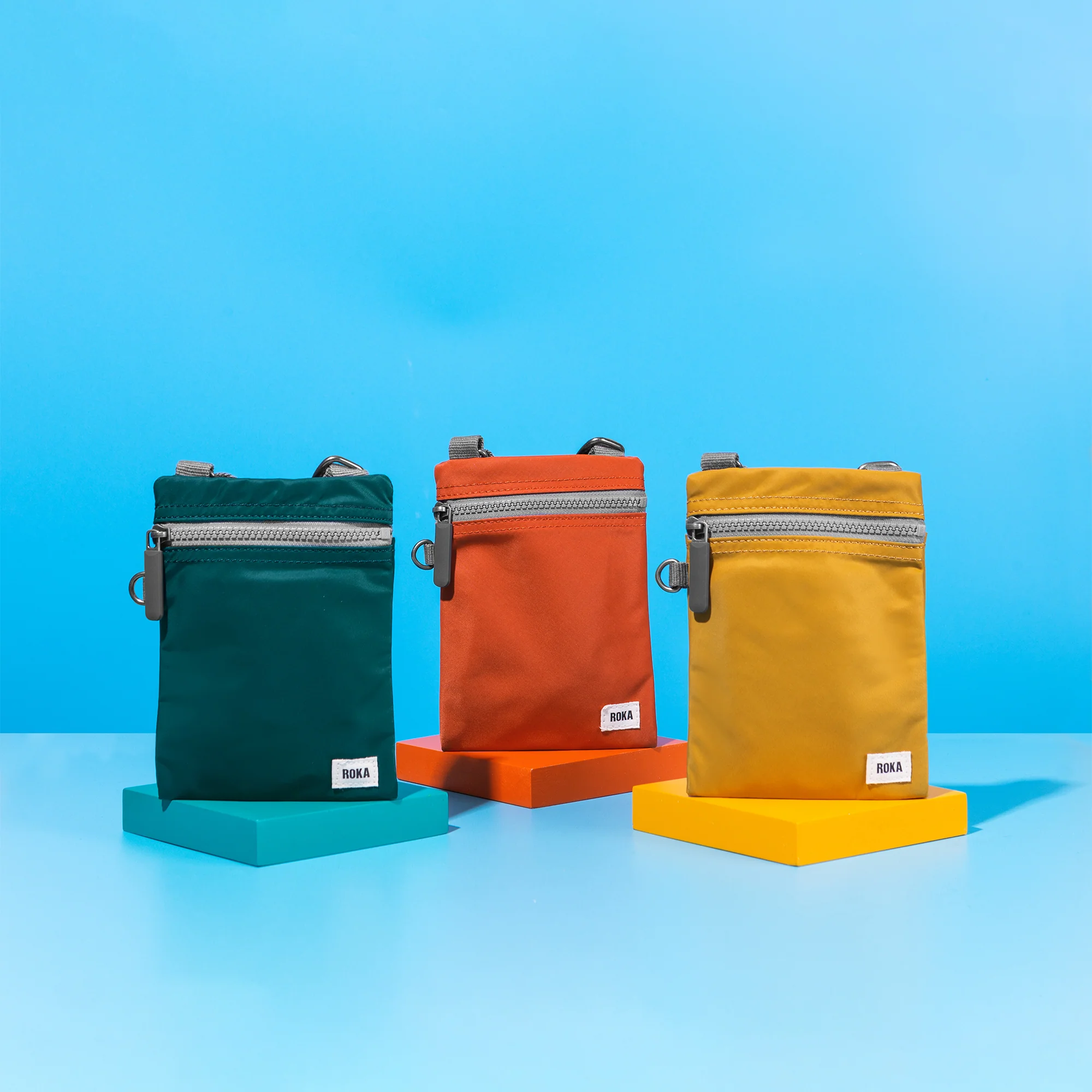 Roka London Chelsea Crossbody Phone Bag, Bamboo (Recycled Nylon) - Image 9