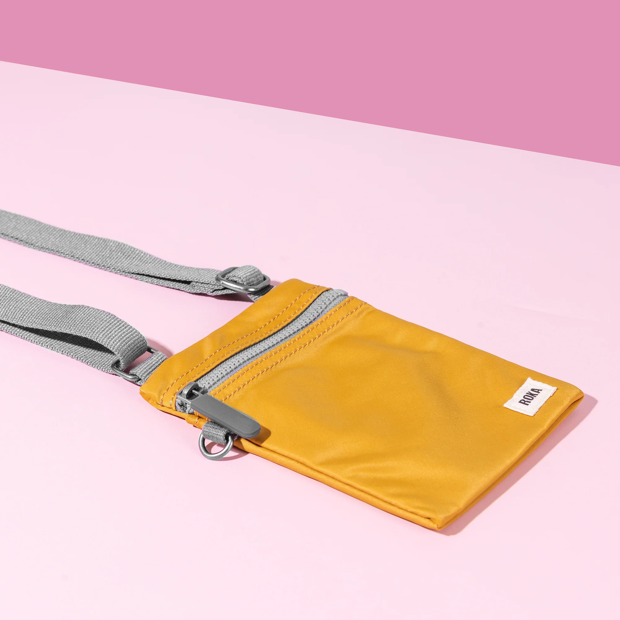 Roka London Chelsea Crossbody Phone Bag, Corn (Recycled Nylon) - Image 11