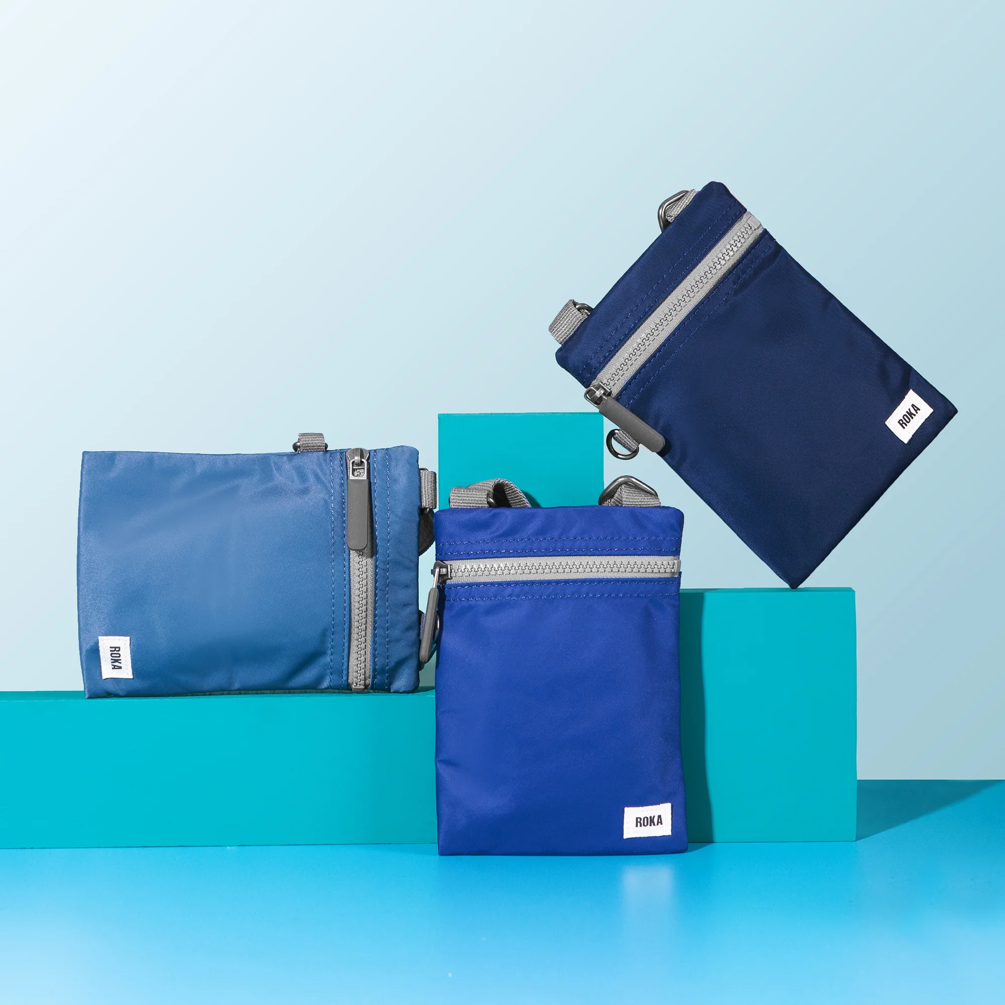 Roka London Chelsea Crossbody Phone Bag, Deep Blue (Sustainable Canvas) - Image 10