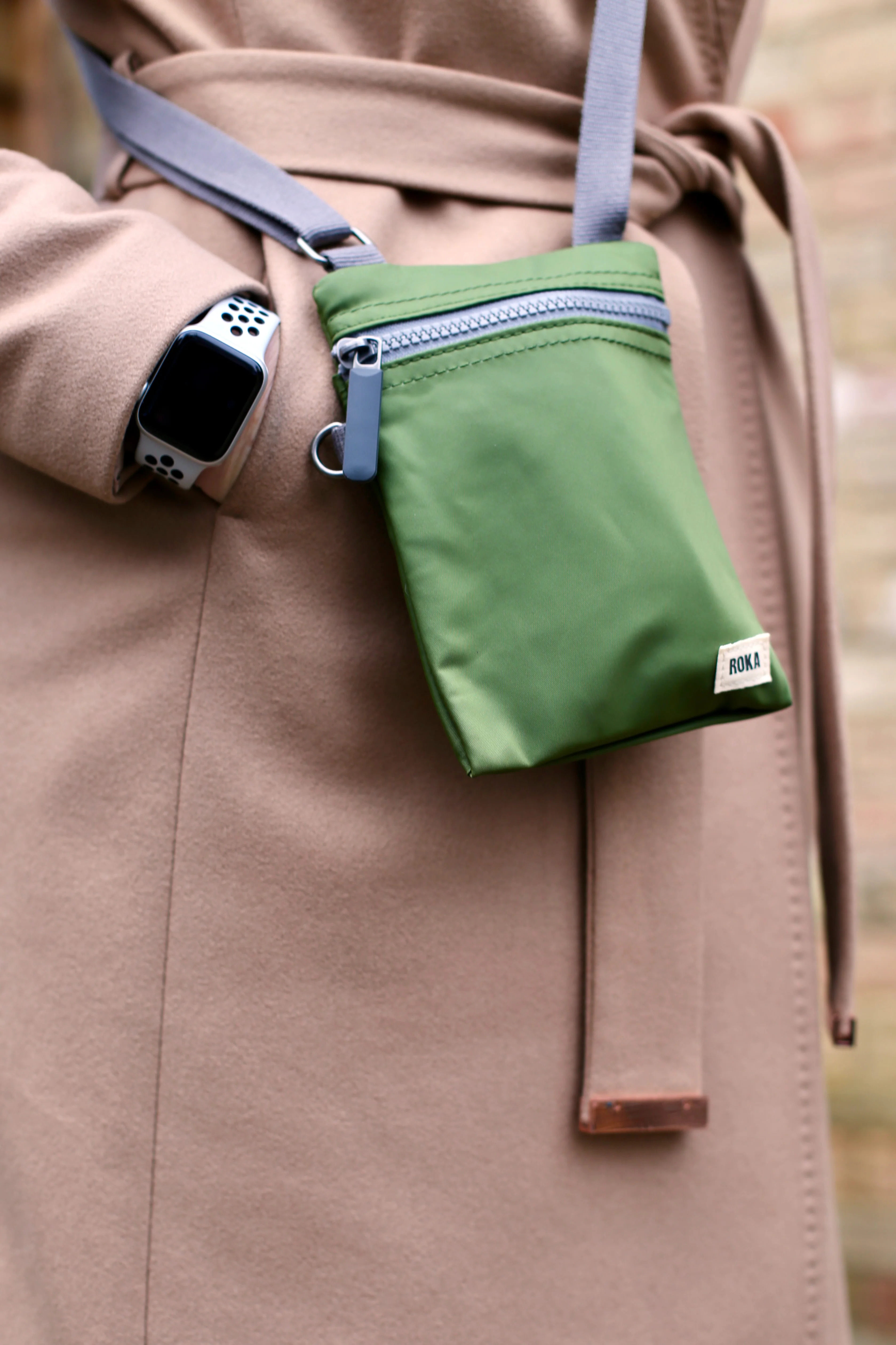 Roka London Chelsea Crossbody Phone Bag, Foliage (Sustainable Canvas) - Image 7