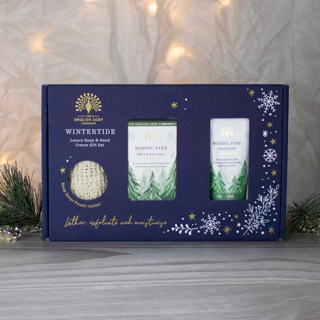The English Soap Company Wintertide, Nordic Pine Luxury Soap & Hand Cream Gift Set - Image 3