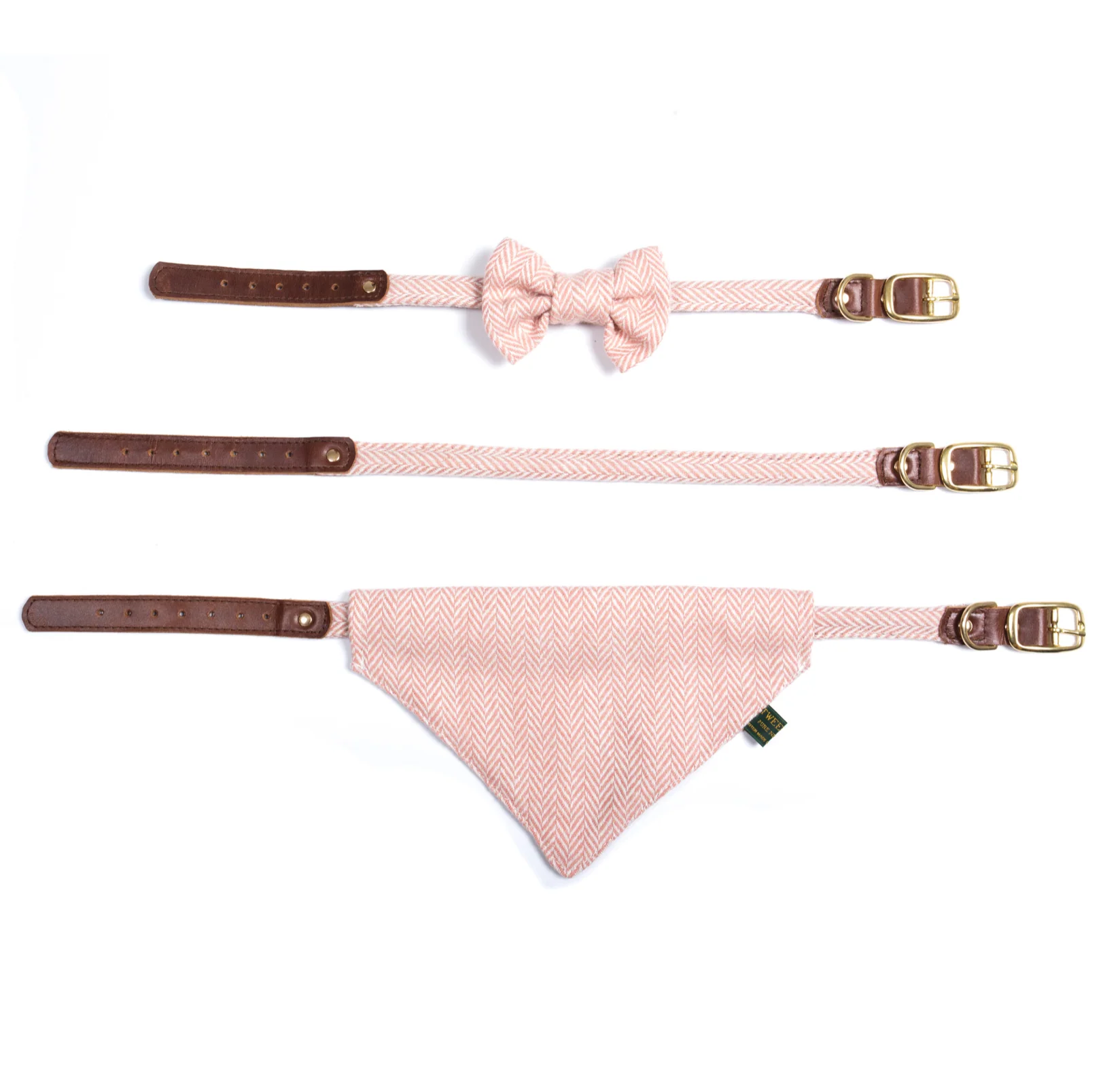 Tweedmill Rolled Tweed Dog Bow Tie, Dusky Pink - Image 8