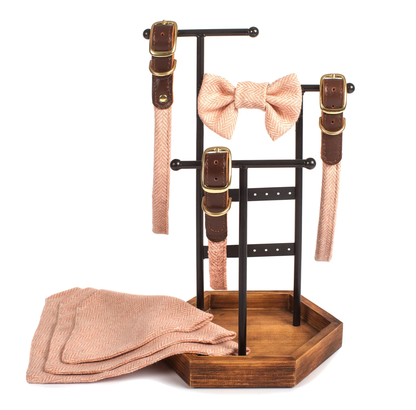 Tweedmill Rolled Tweed Dog Bow Tie, Dusky Pink - Image 9