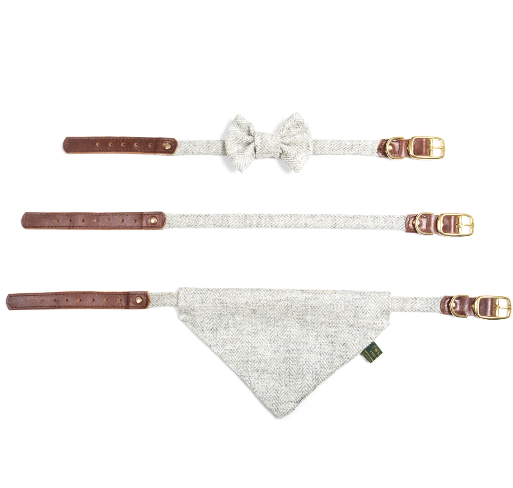 Tweedmill Rolled Tweed Dog Bow Tie, Silver Grey - Image 3