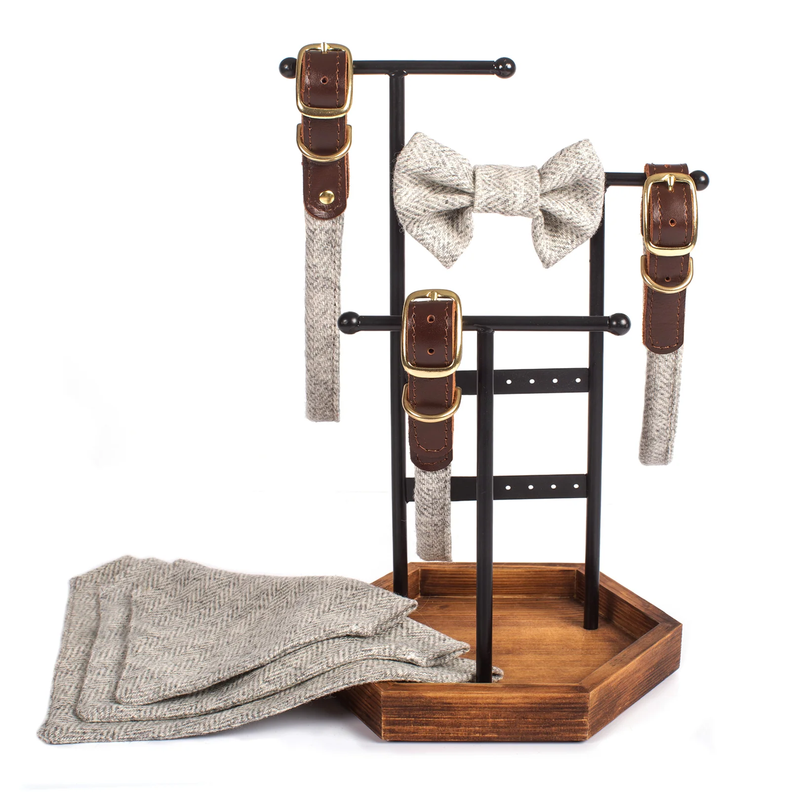 Tweedmill Rolled Tweed Dog Bow Tie, Silver Grey - Image 4