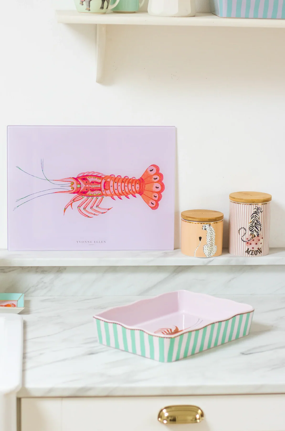 Yvonne Ellen Glass Worktop Saver, Lobster - Image 5